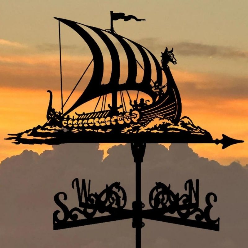 Viking Battle Ship Stainless Steel Weathervane MW008