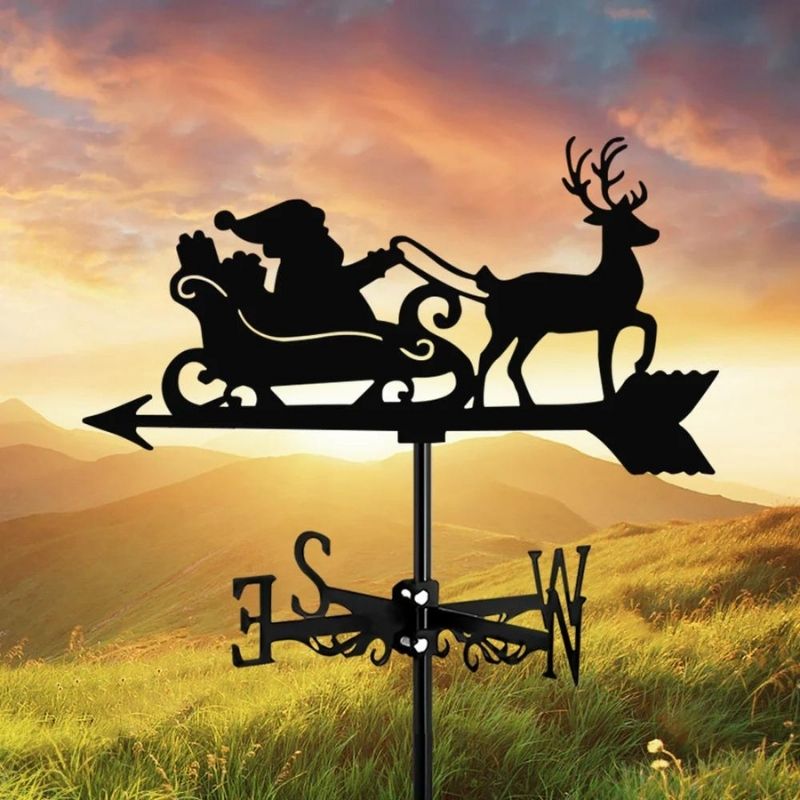 Reindeer and Santa Claus Stainless Steel Weathervane MW115