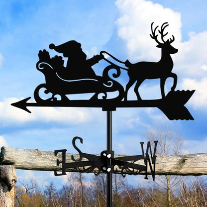 Reindeer and Santa Claus Stainless Steel Weathervane MW115