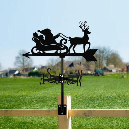 Reindeer and Santa Claus Stainless Steel Weathervane MW115