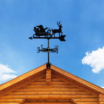 Reindeer and Santa Claus Stainless Steel Weathervane MW115