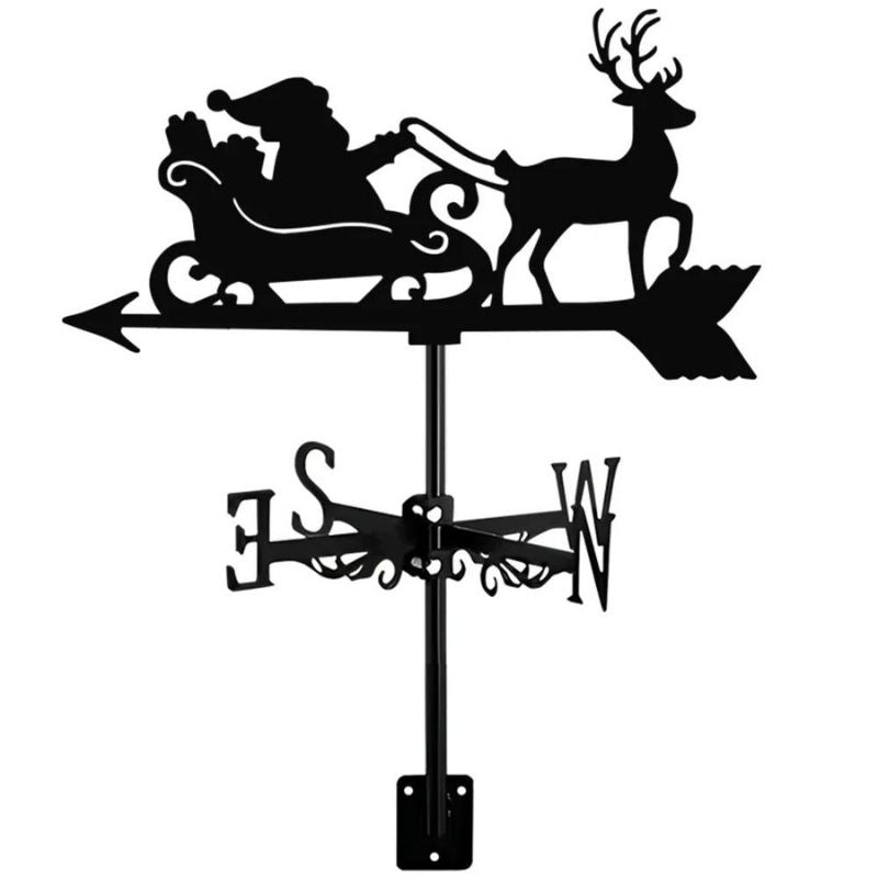 Reindeer and Santa Claus Stainless Steel Weathervane MW115