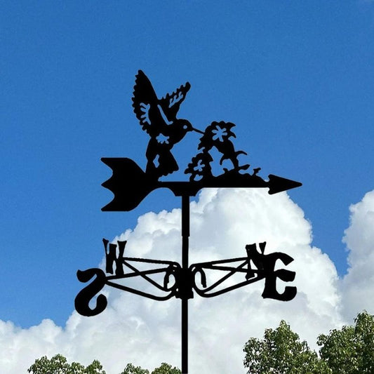 Hummingbird and Flower Stainless Steel Weathervane MW061