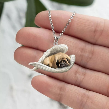 English Mastiff Sleeping Angel Stainless Steel Necklace SN104