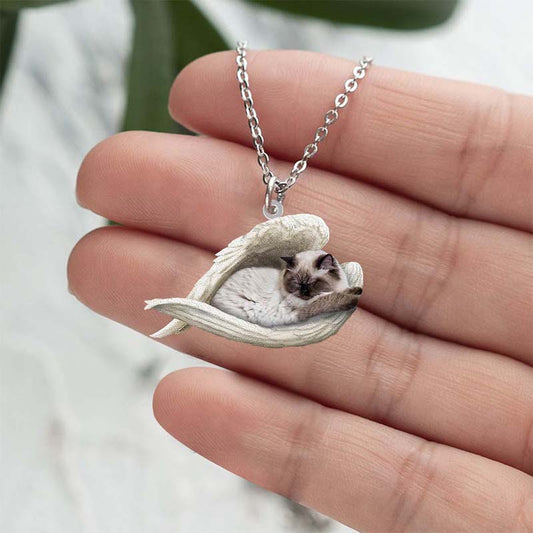 Himalayan Cat Sleeping Angel Stainless Steel Necklace SN171