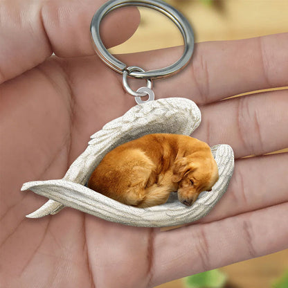 Sleeping Angel Acrylic Keychain Golden Retriever