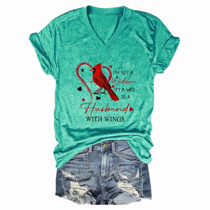 I'm Not A Widow, I'm A Wife To A Husband With Wings V Neck T-shirts