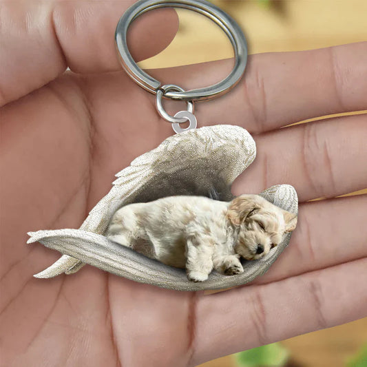 Sleeping Angel Acrylic Keychain Lhasa Apso