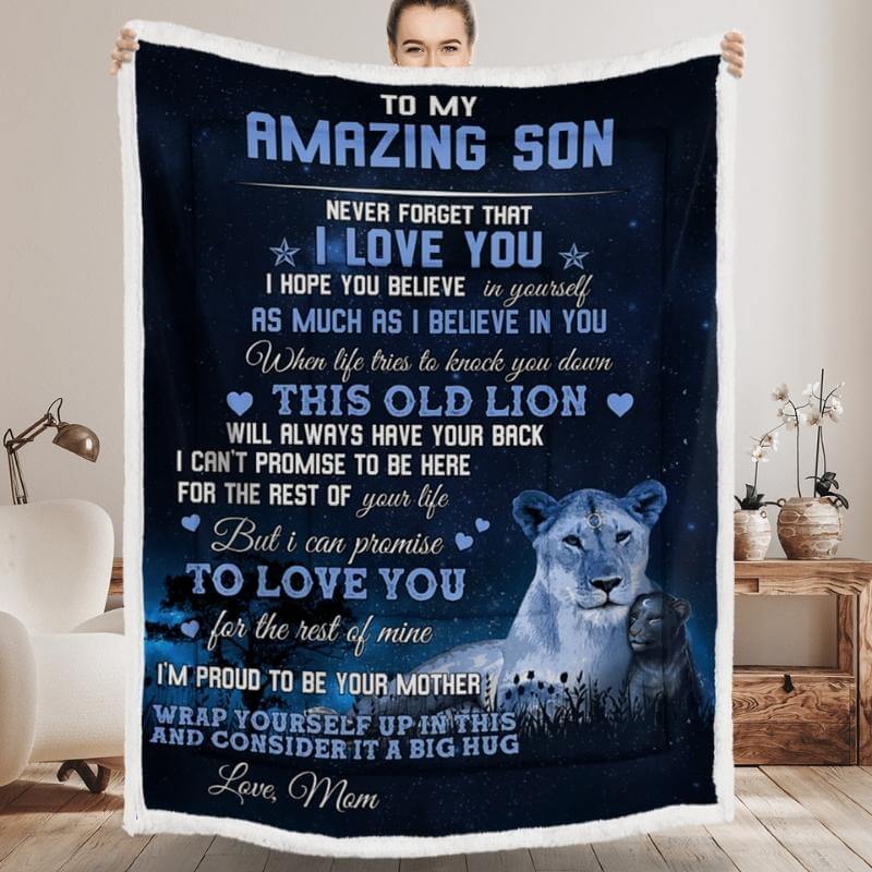 To My Son - From Mom - LionBlanket - A333 - Premium Blanket