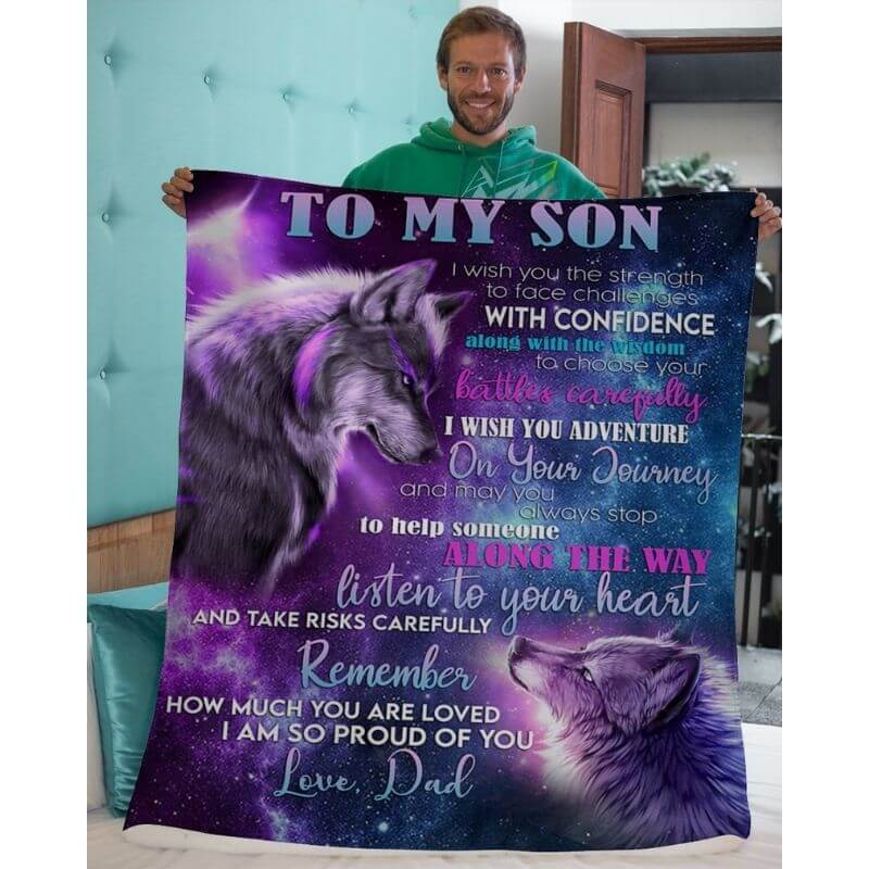 To My Son - From Dad - Wolfblanket - A354 - Premium Blanket