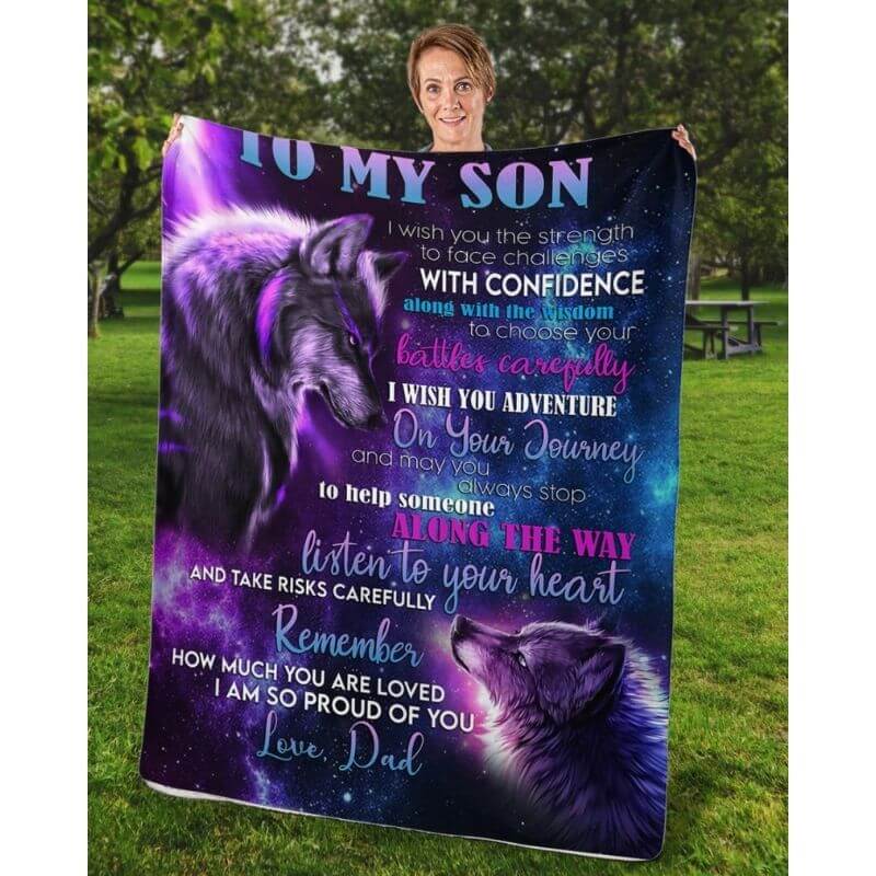 To My Son - From Dad - Wolfblanket - A354 - Premium Blanket